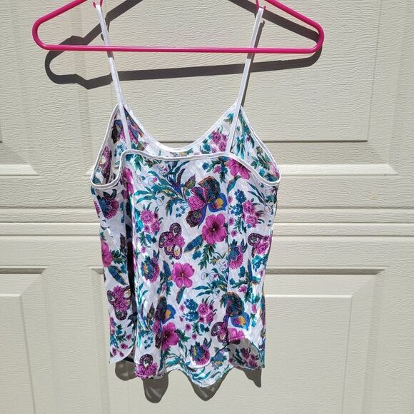 Vintage floral shimmer glam spaghetti strap tank top small - Picture 4 of 6